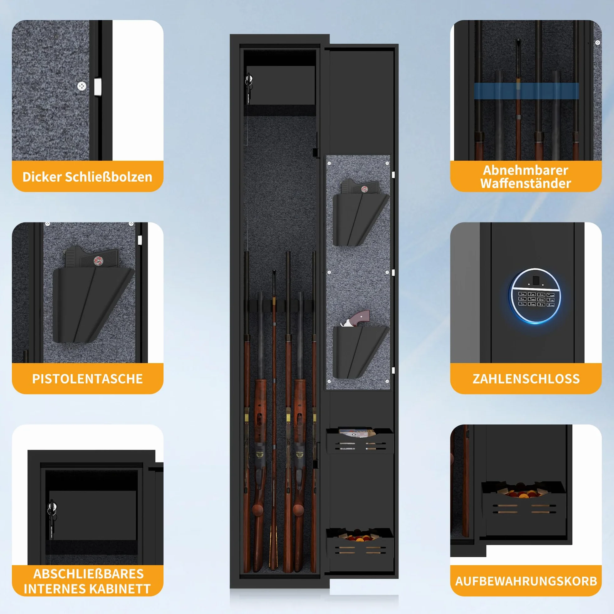 Armoire pour fusils et pistolets - Accès rapide - Convient pour le rangement sûr des armes longues et des tirs