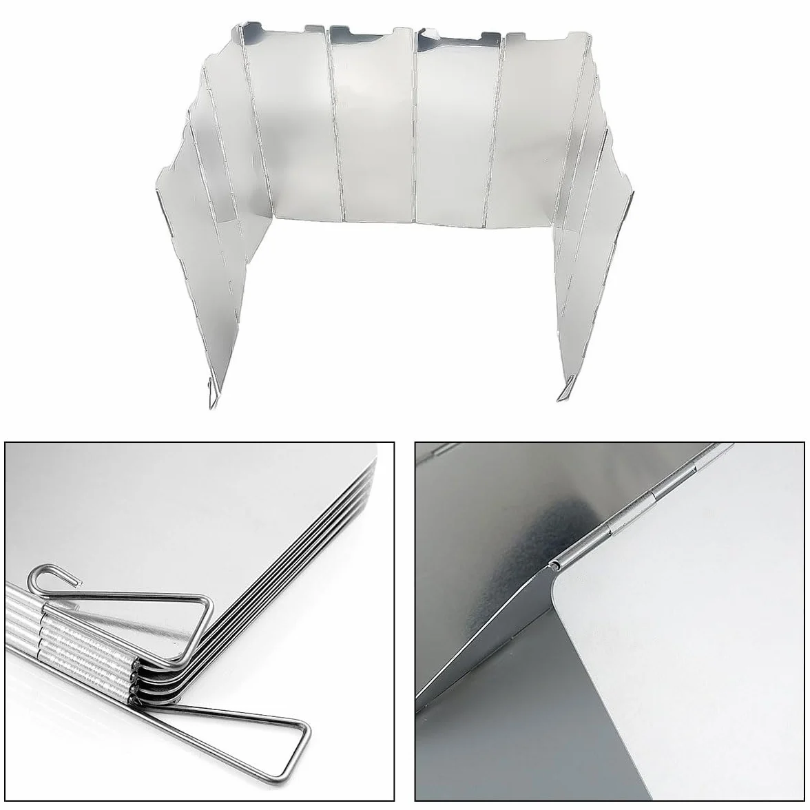 Réchaud de Camping,Pare-Vent Pliable Aluminium,Plaques Pare Brise de Camping,Plaques Camping Plein Air Pare Brise,Protection Antivent pour Réchaud à Gaz Pliable,Assiettes Pare-Vent de Camping,10pcs