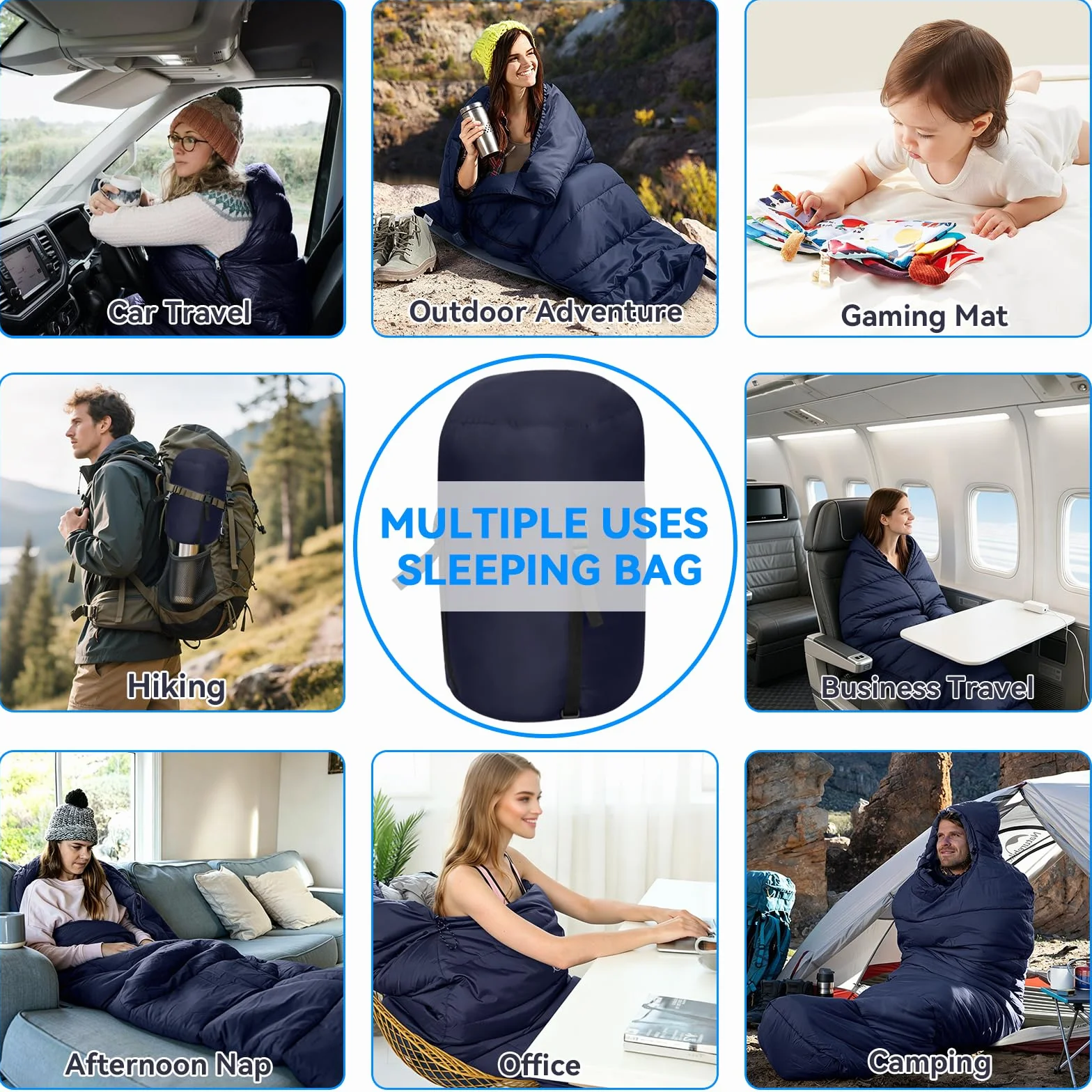 Sac de Couchage Adulte Enfant 4 Saisons Imperméable Momie Ultra Léger Camping Randonnée