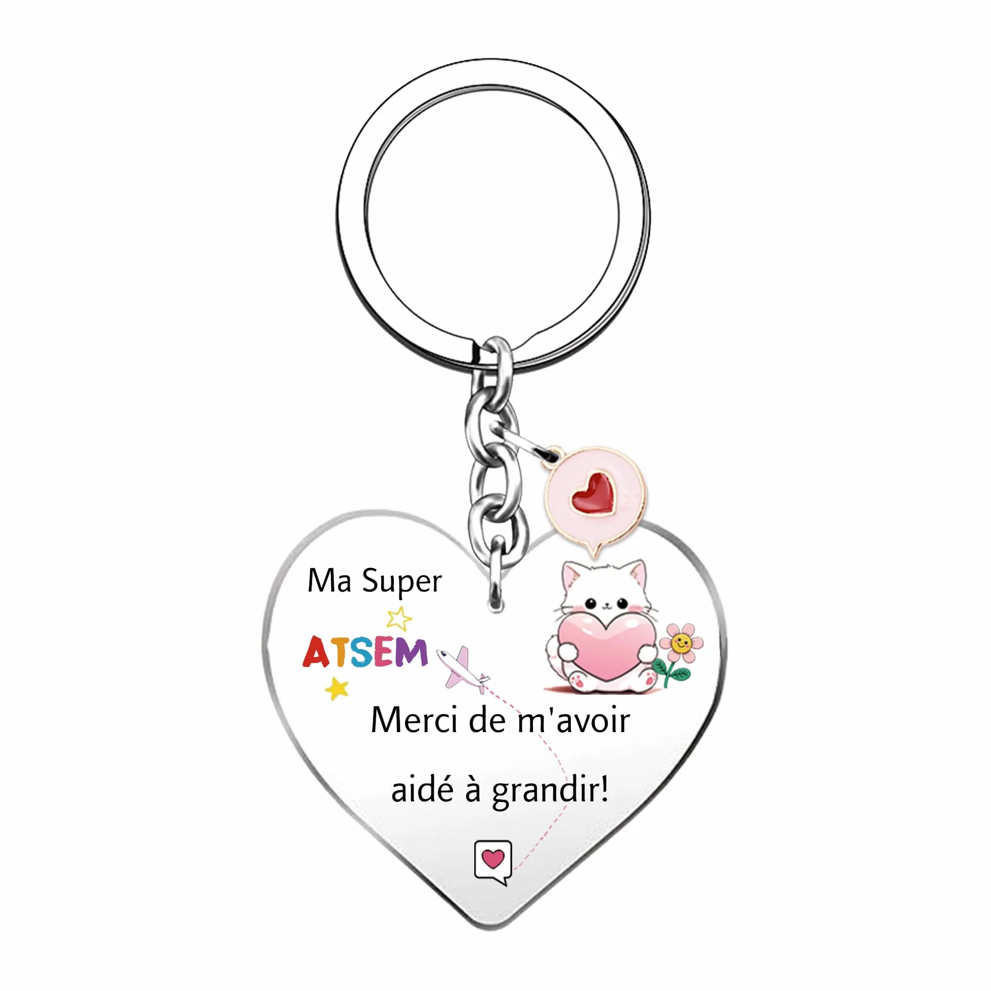 Atsem Cadeaux Enseignants Porte-clés Marque-page Ensemble 3 Pièces Maître Anniversaire Noël Rose