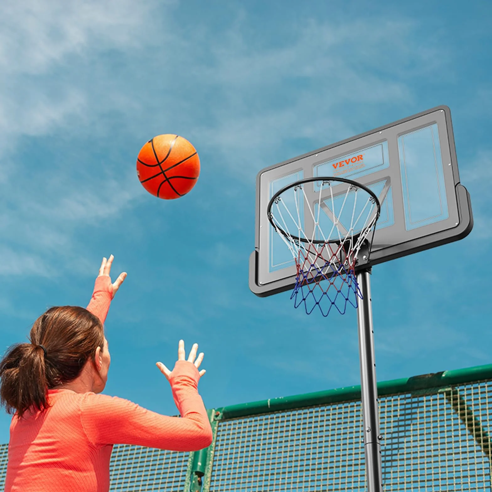 VEVOR Panier de Basket Extérieur Intérieur Portable Réglable en Hauteur 122-305 cm Panneau de Basket 112 cm sur Pied à roulettes avec Base de Lestage pour Adultes Enfants Entraînement de Basket-Ball