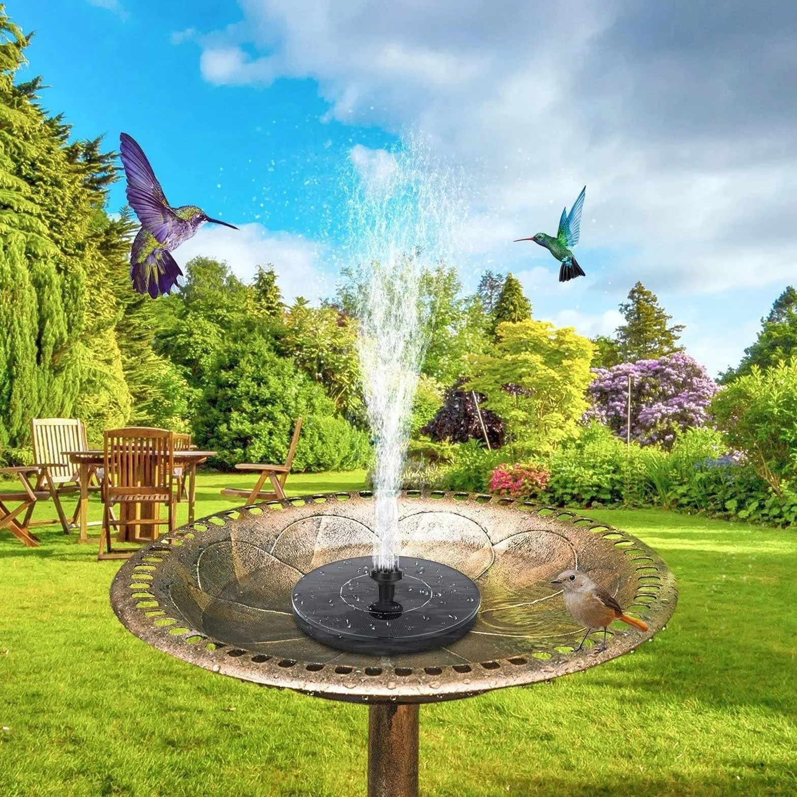 Fontaine Solaire pour extérieur, Pompe de Bassin Solaire, 6 Effets de pulvérisation, 1 W