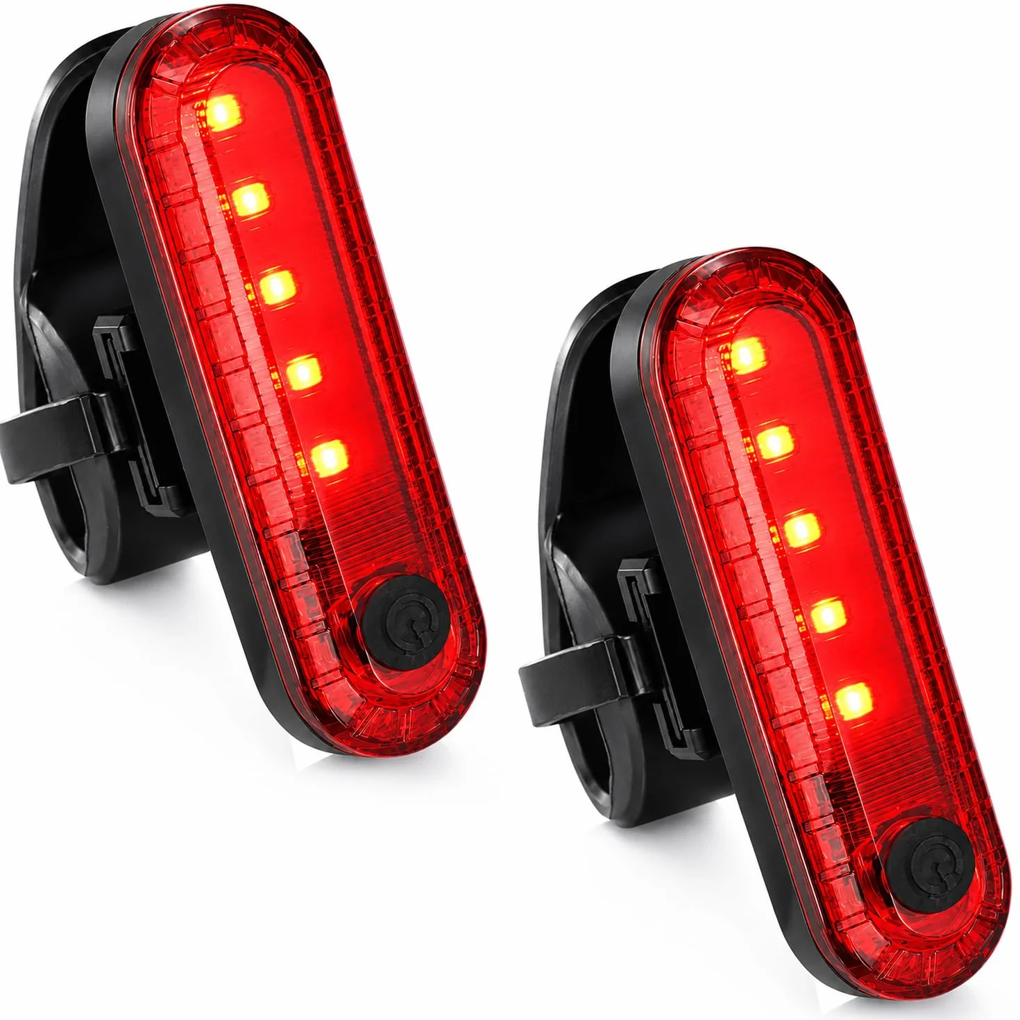 2 Pack Feu arrière de vélo, Eclairage Arrière Vélo Rechargeable USB, Ultra Lumineux,Avertissement LED de Sécurité 4 Modes étanche Lumiere Velo, Lampe LED pour vélo Cyclisme VTT etc