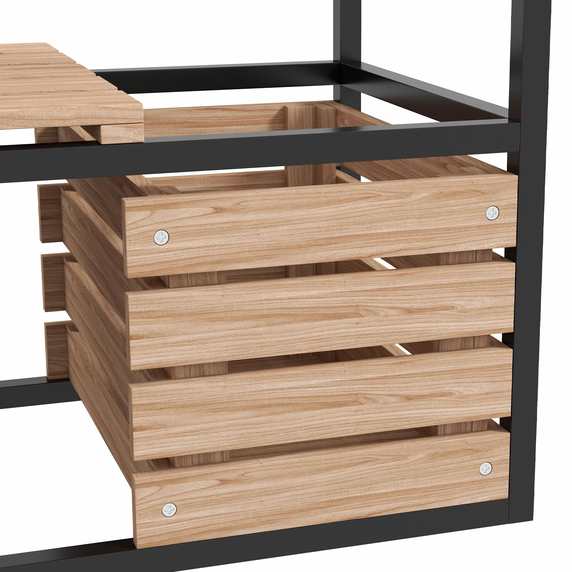 Outsunny Bac à fleurs surélevé en bois 2 niveaux avec étagère 83 x 39 x 100 cm brun clair