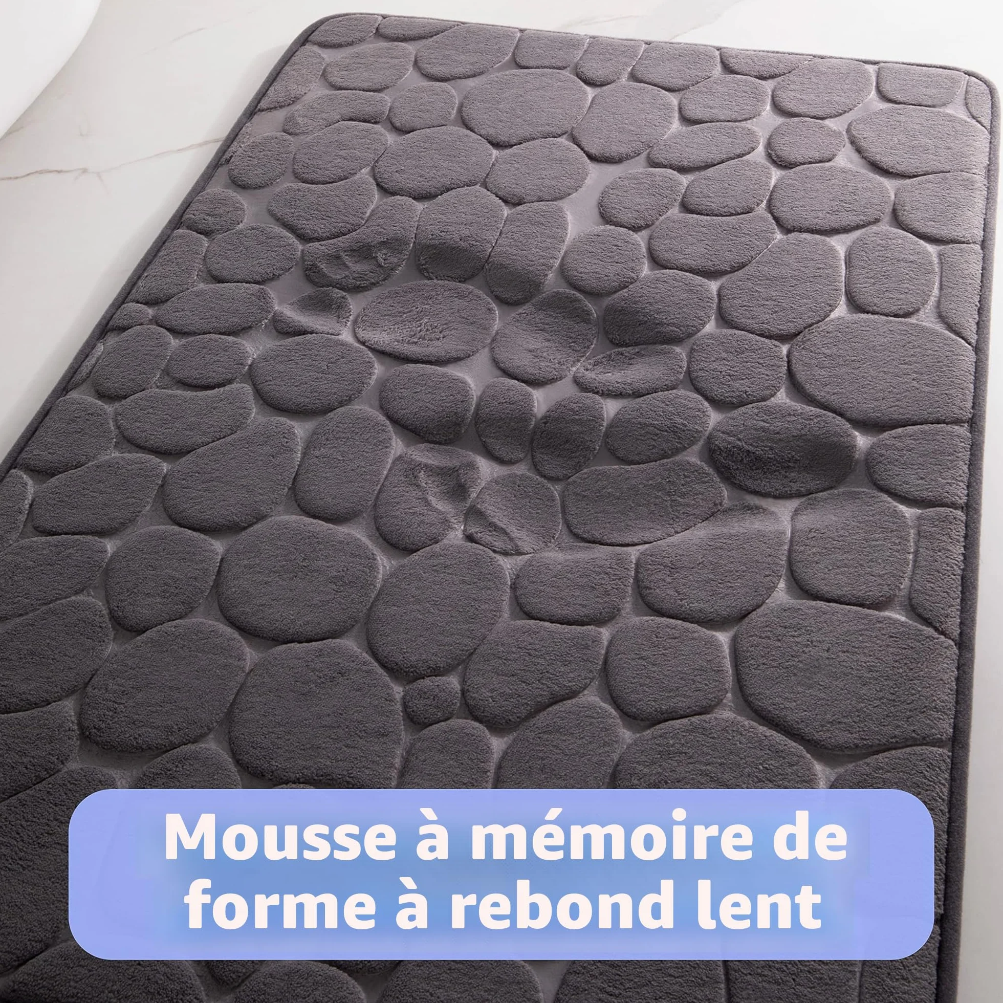 Tapis de Bain en Mousse à Mémoire de Forme Antidérapant 43 x 61 cm Gris foncé