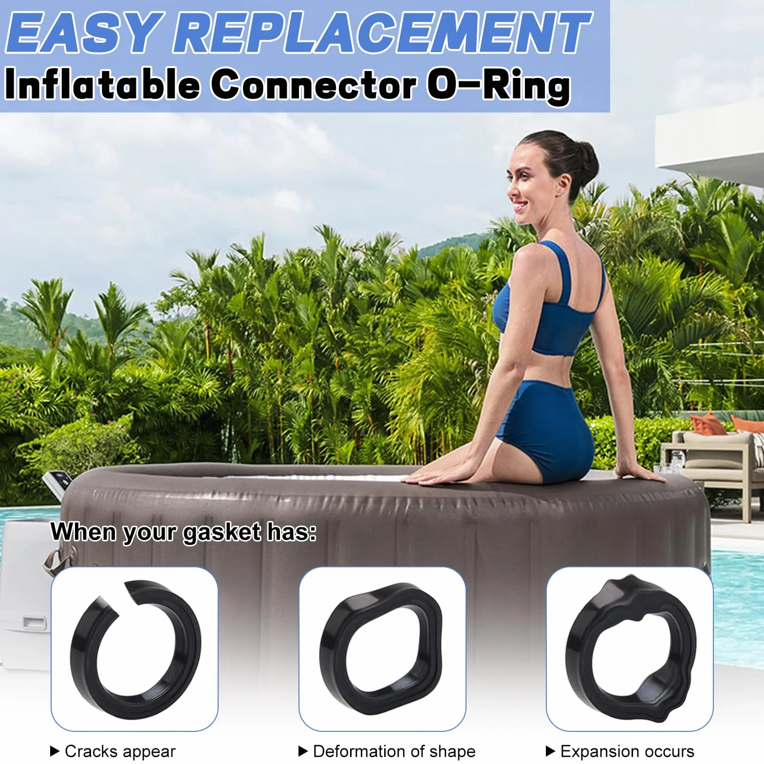 Joint de connecteur de spa de remplacement 11699 pour Intex Pure Spa, silicone, entrée et sortie, lot de 2