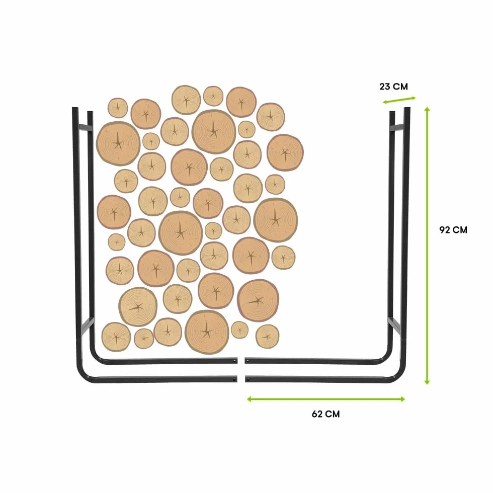 Oxeo Range bûches Extensible - Range Bois de Chauffage Exterieur - Acier - Revêtement époxy