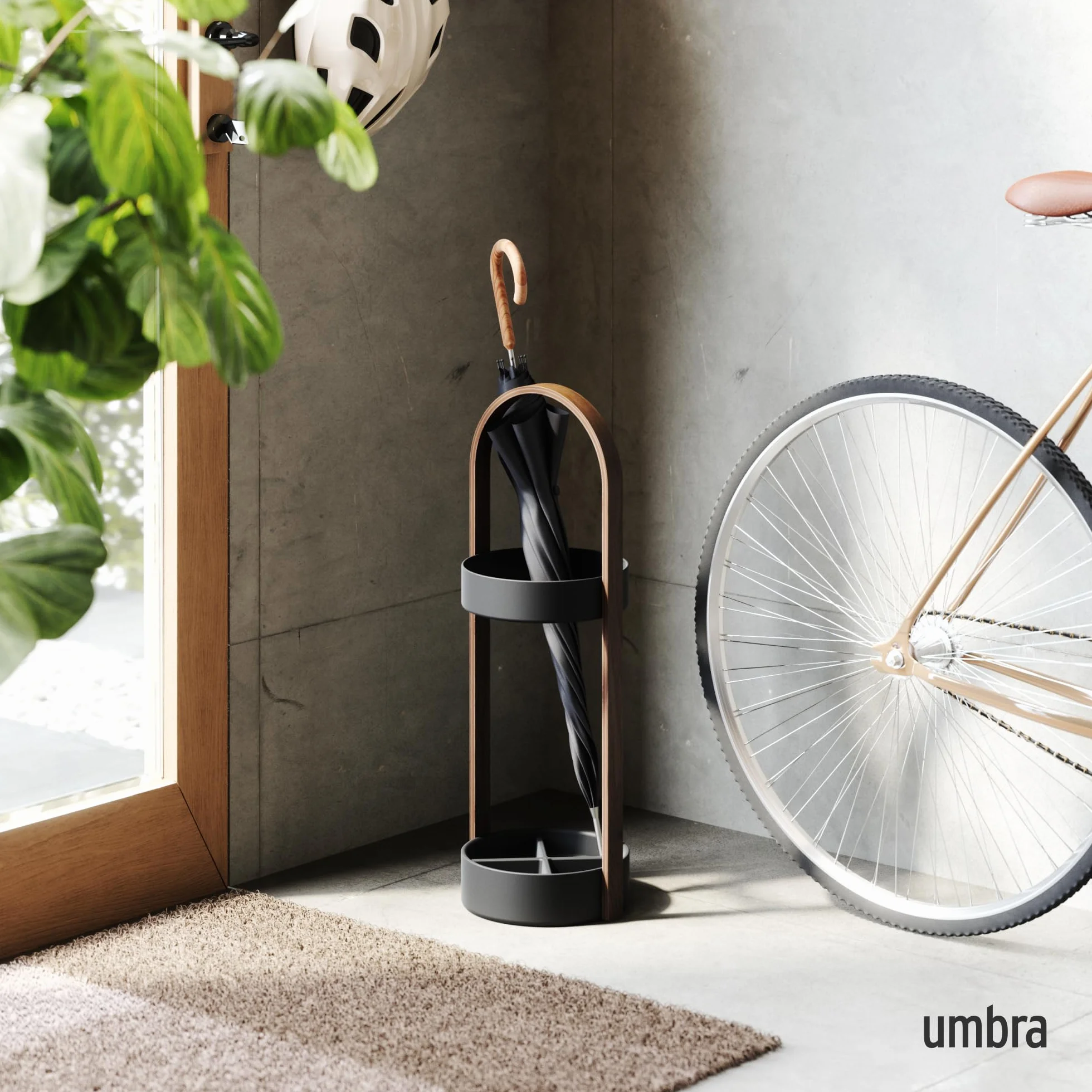 Umbra Bellwood Porte Parapluie Noir Noyer