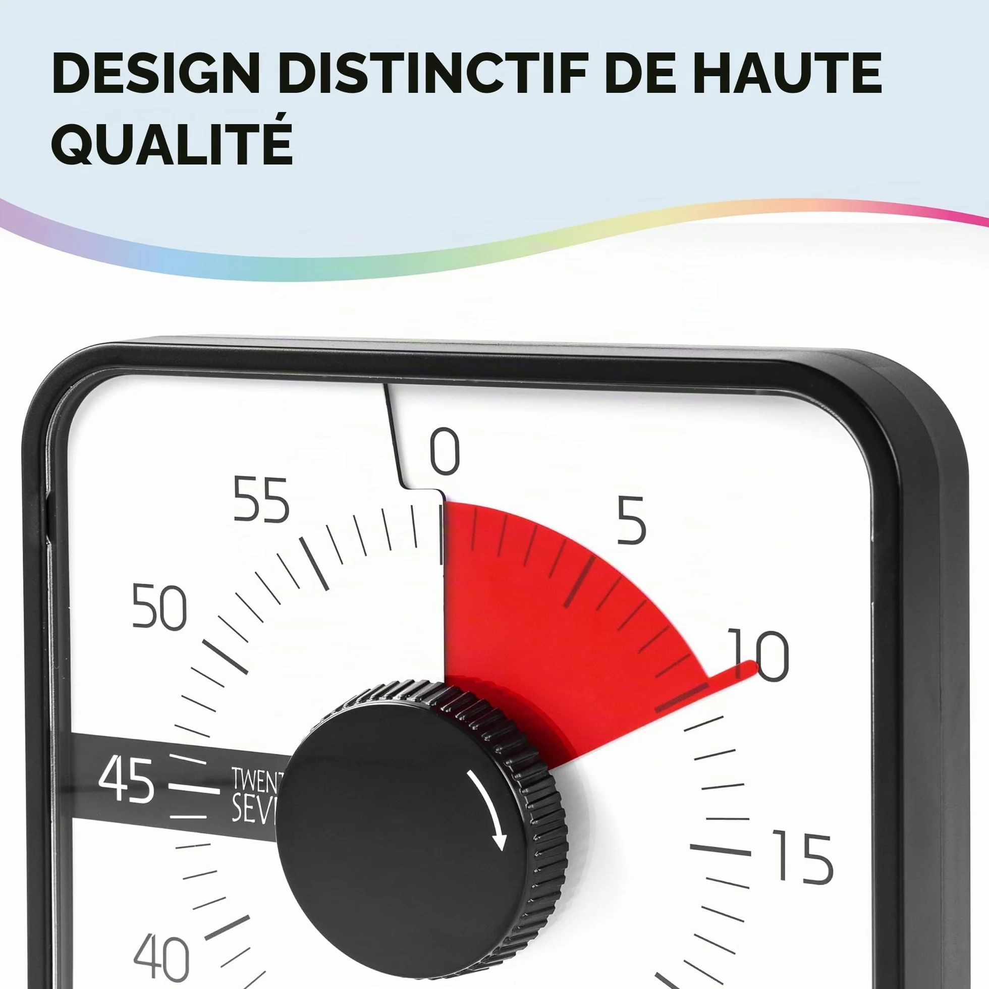 Minuteur à rebours 19 cm visuel pour salle de classe cuisine bureau noir