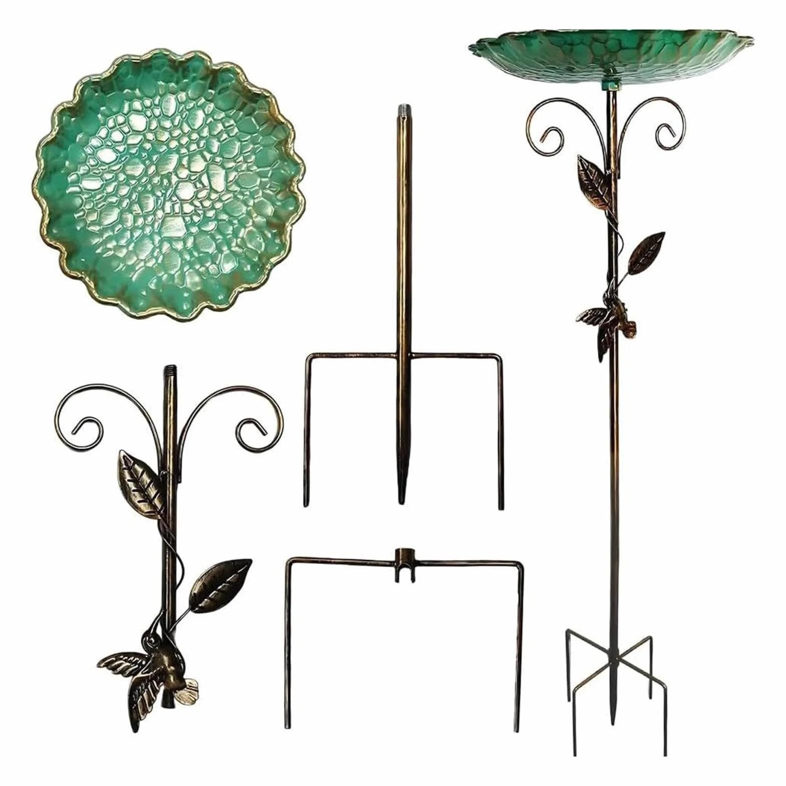 Bain d'oiseaux extérieur 76 cm de hauteur abreuvoir décoratif fontaine avec piquet