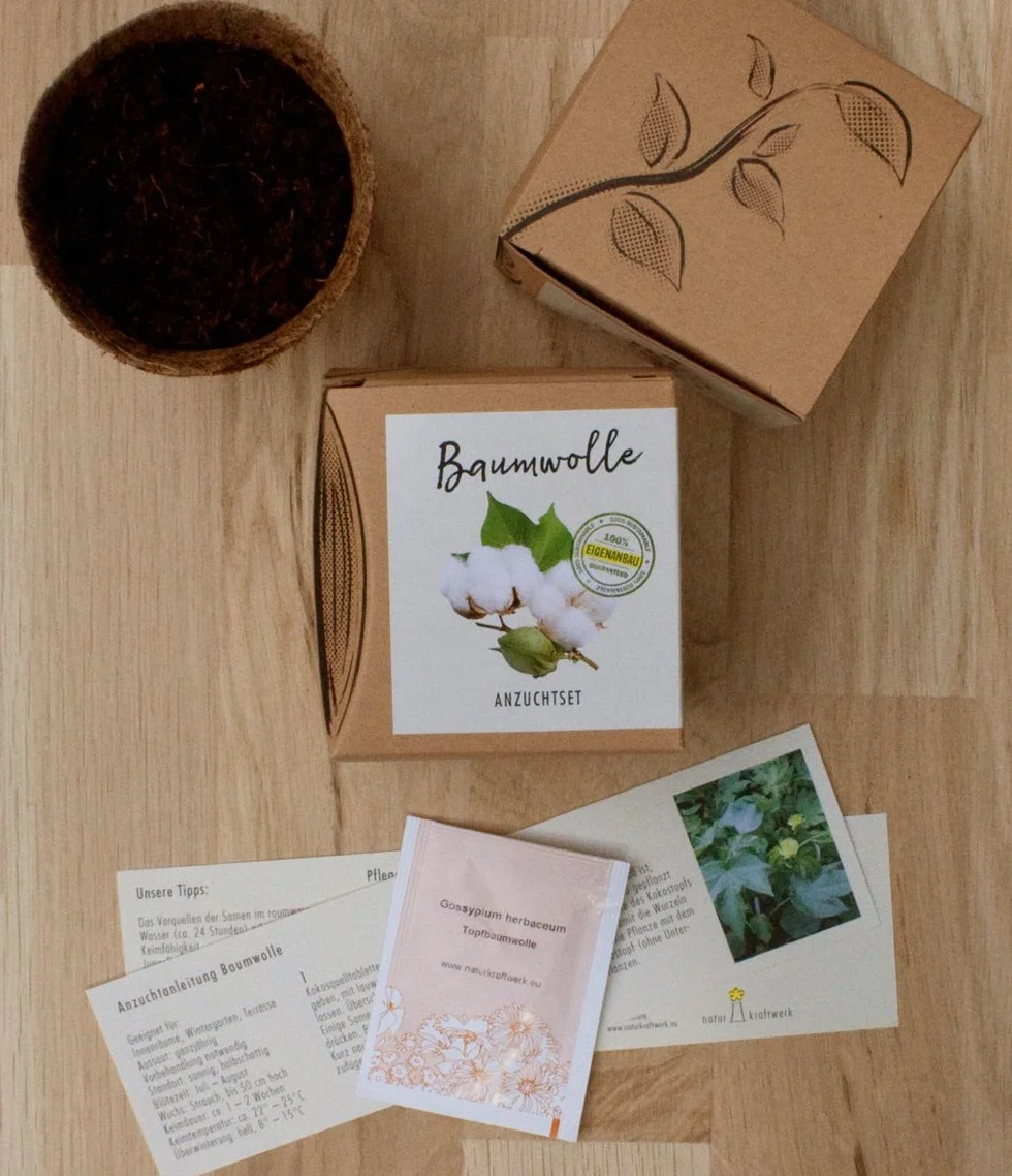 Centrale Naturelle Kit de Culture Cadeau en Coton avec graines en Pot