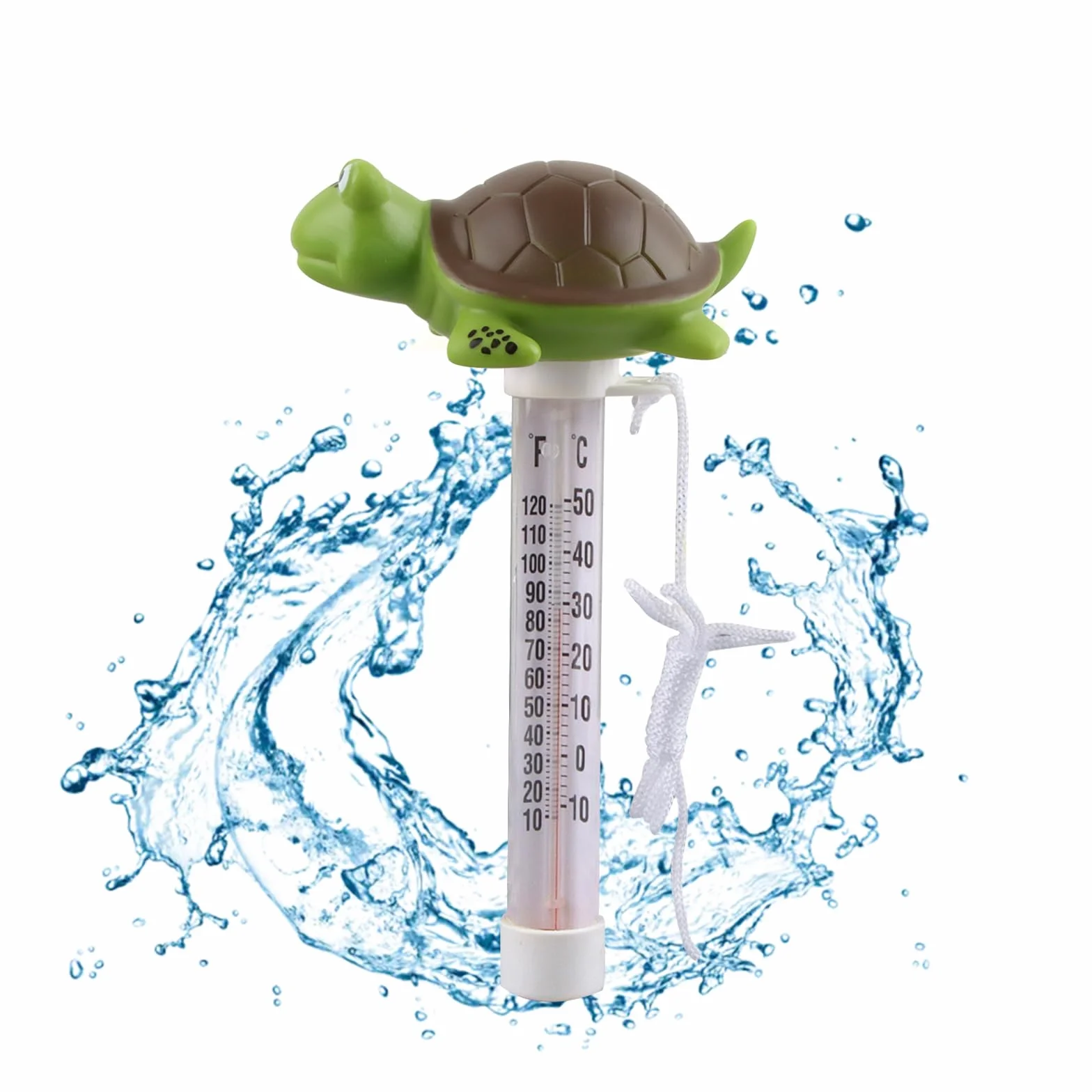 Thermometre Piscine Rigolo Flottant Tortue avec Corde Anti-Dérive