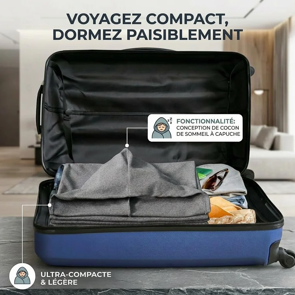 Le Câlin Calinéa, Couverture Thérapeutique par Pression Et Étreinte Tissu Extensible Respirant Capsule De Sommeil À Capuche pour Détente À Domicile