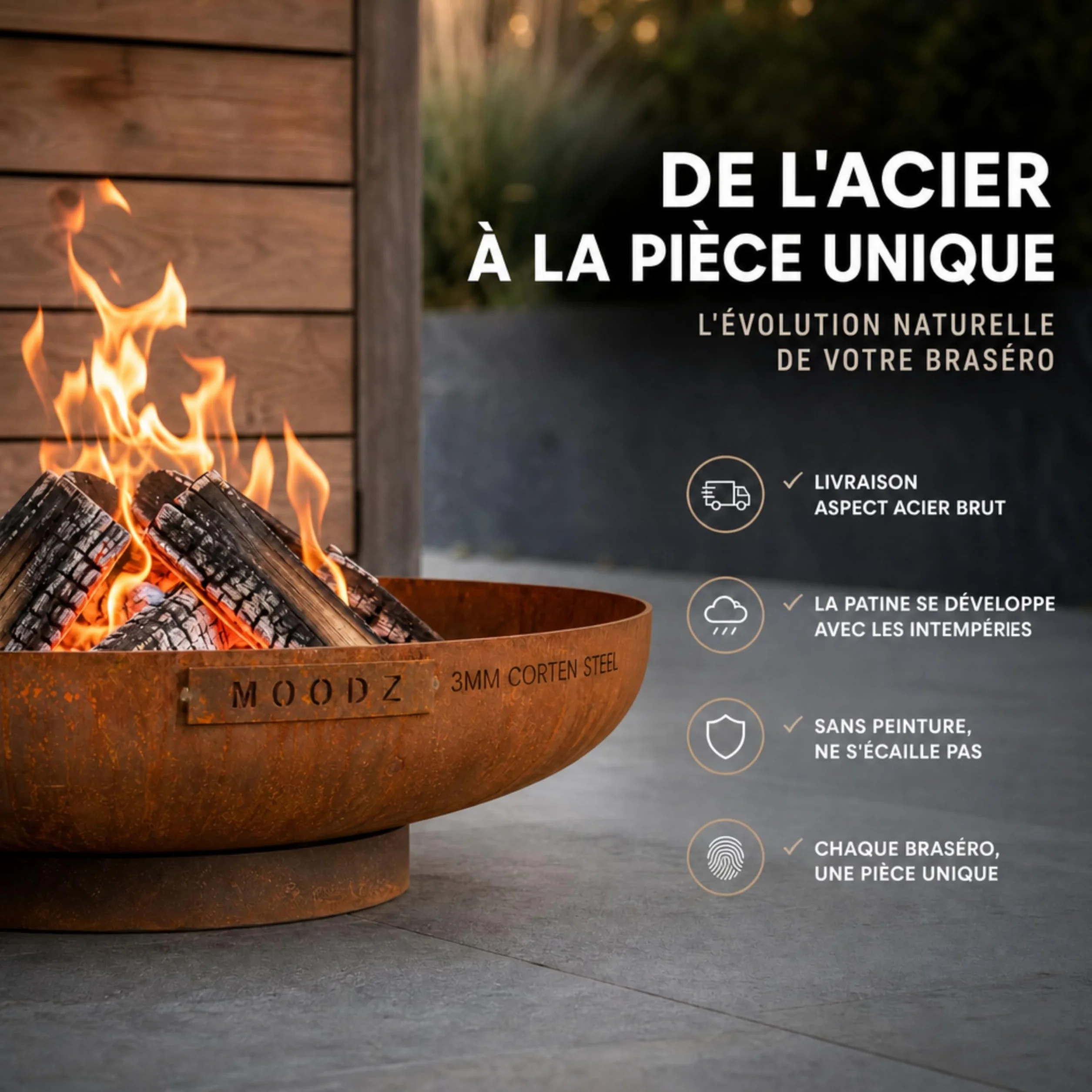 Brasero en Acier Corten Ø 60 cm