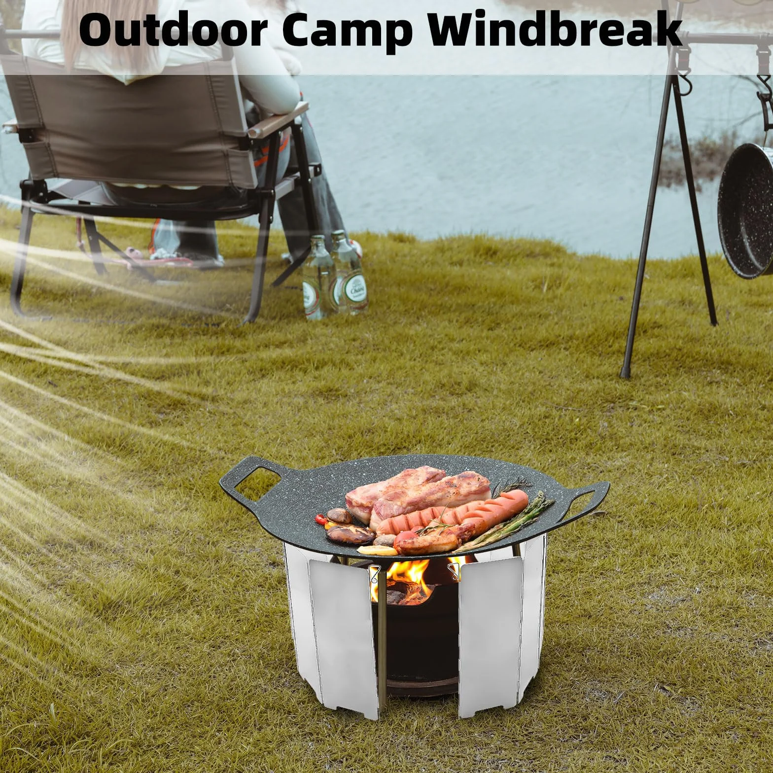 14 Plaques Pare-Vent Pliable Aluminium, Pare Vent Rechaud Gaz, Pare-Brise De Réchaud De Camping avec Sac De Rangement pour Le Camping, Les Pique-Niques et Les Barbecues
