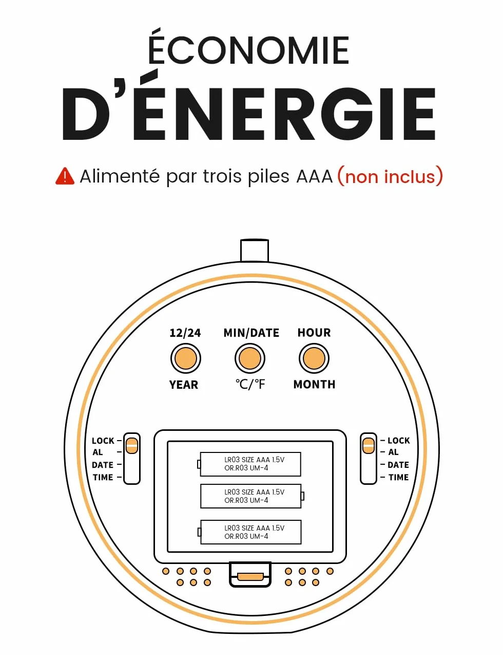 aboveClock Réveil Numérique en Bois avec Écran LCD, Température, Date, Snooze, Rétroéclairage, 3 Piles AAA