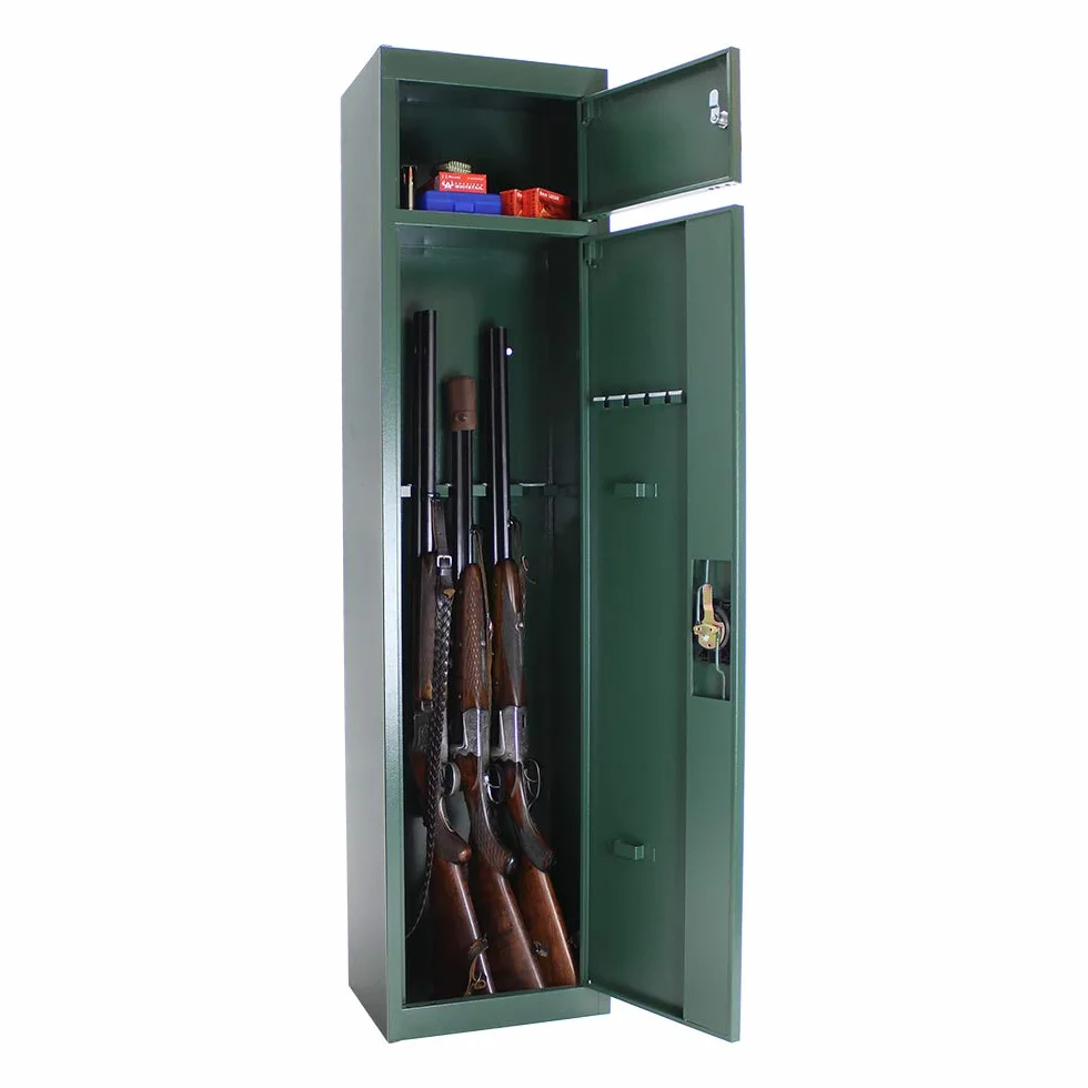 Profirst Hunter 5 Armoire à fusils Armoire à munitions Vert Serrure à cylindre lxh 37x150cm Compartiment intérieur Support pour bâton de nettoyage Support pour armes max. 5 armes longues