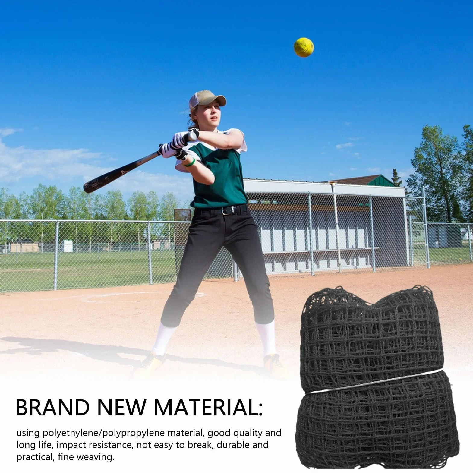 Lambo Filet d'entraînement de Baseball | Filet de Baseball Robuste Vert/Noir | Filet de Conduite Lisse, Filet de Softball Portable pour Jardin, Conduite, Utilisation intérieure et extérieure