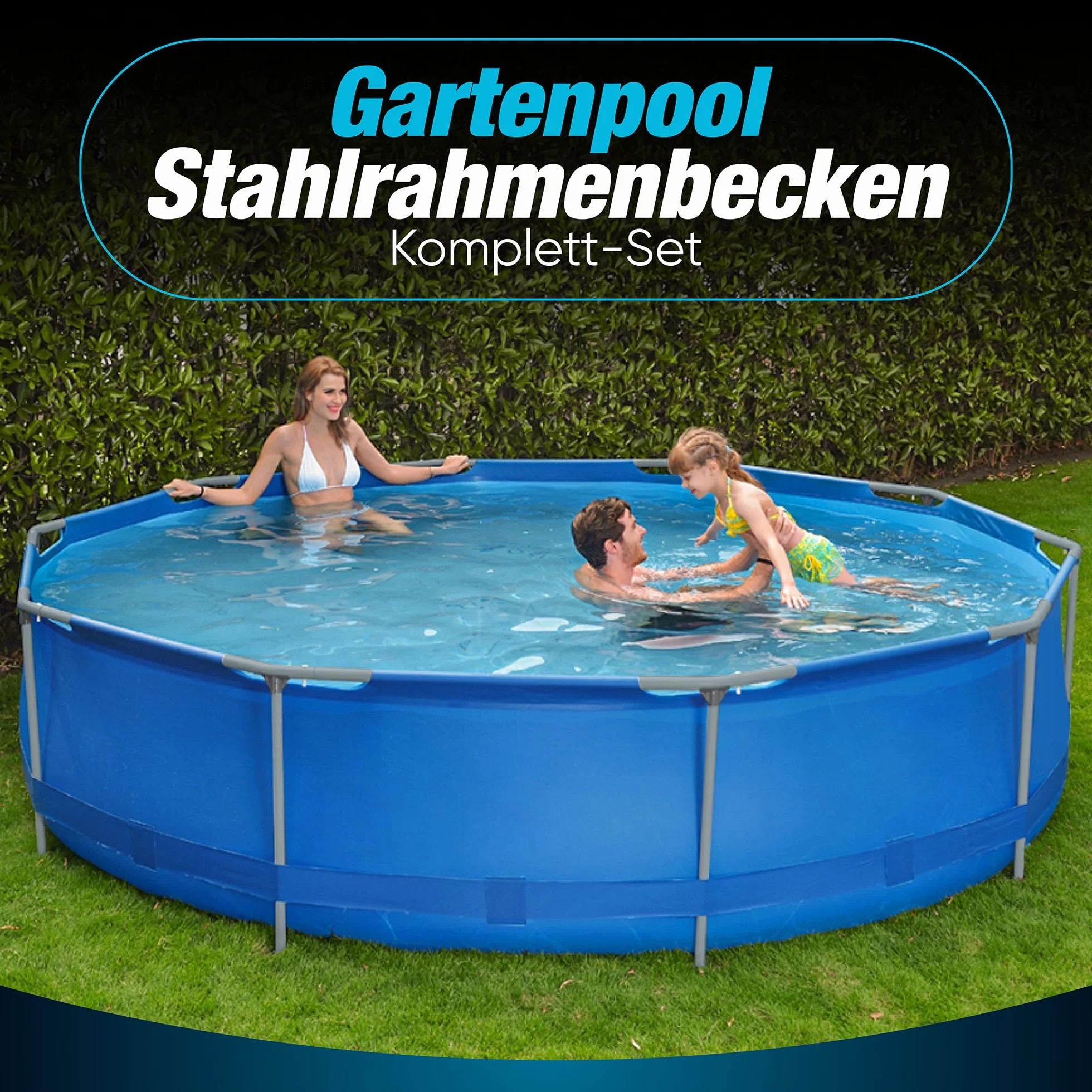 Piscine de Jardin Kit Complet Pompe de Filtration Diamètre 300 x 76 cm Cadre Rond Acier