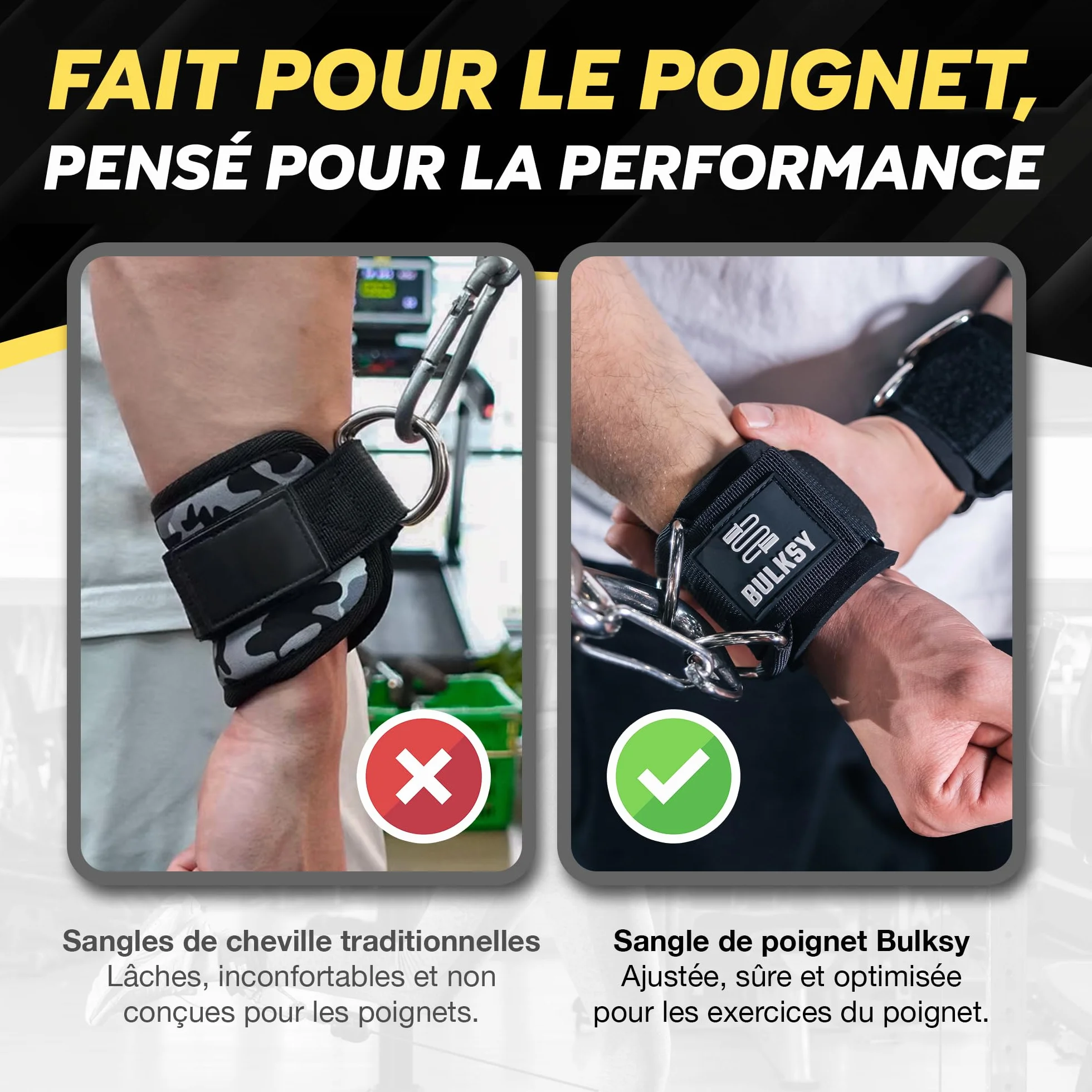 Sangle Poignet Musculation Poulie - Poignée Musculation - Accessoires Poulie Fitness