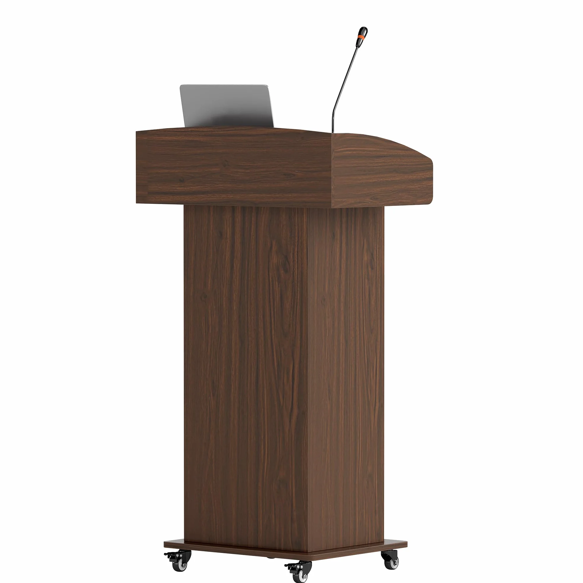 Pupitre en bois avec tiroirs et roulettes, bureau debout avec passe-câbles