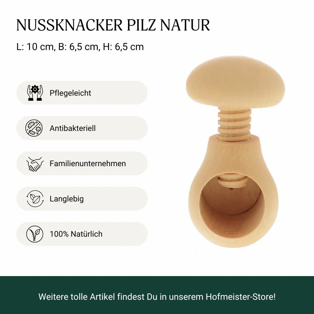 Casse-Noix en Bois de hêtre Non traité 10 cm, Produit Naturel de l'UE