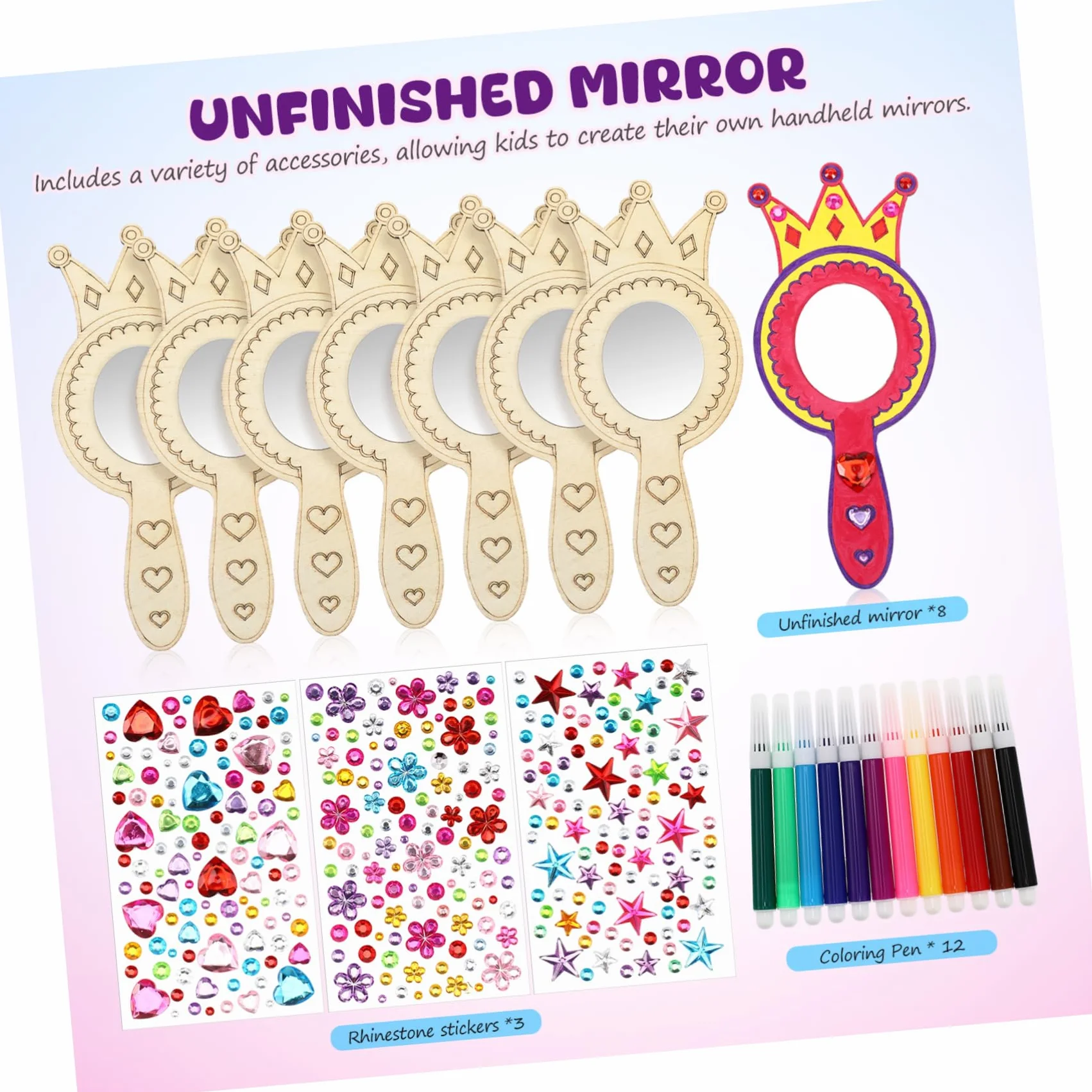 SHINEOFI Kit De Bricolage Miroirs Bois Accessoires Décoratifs Pour Activités Manuelles