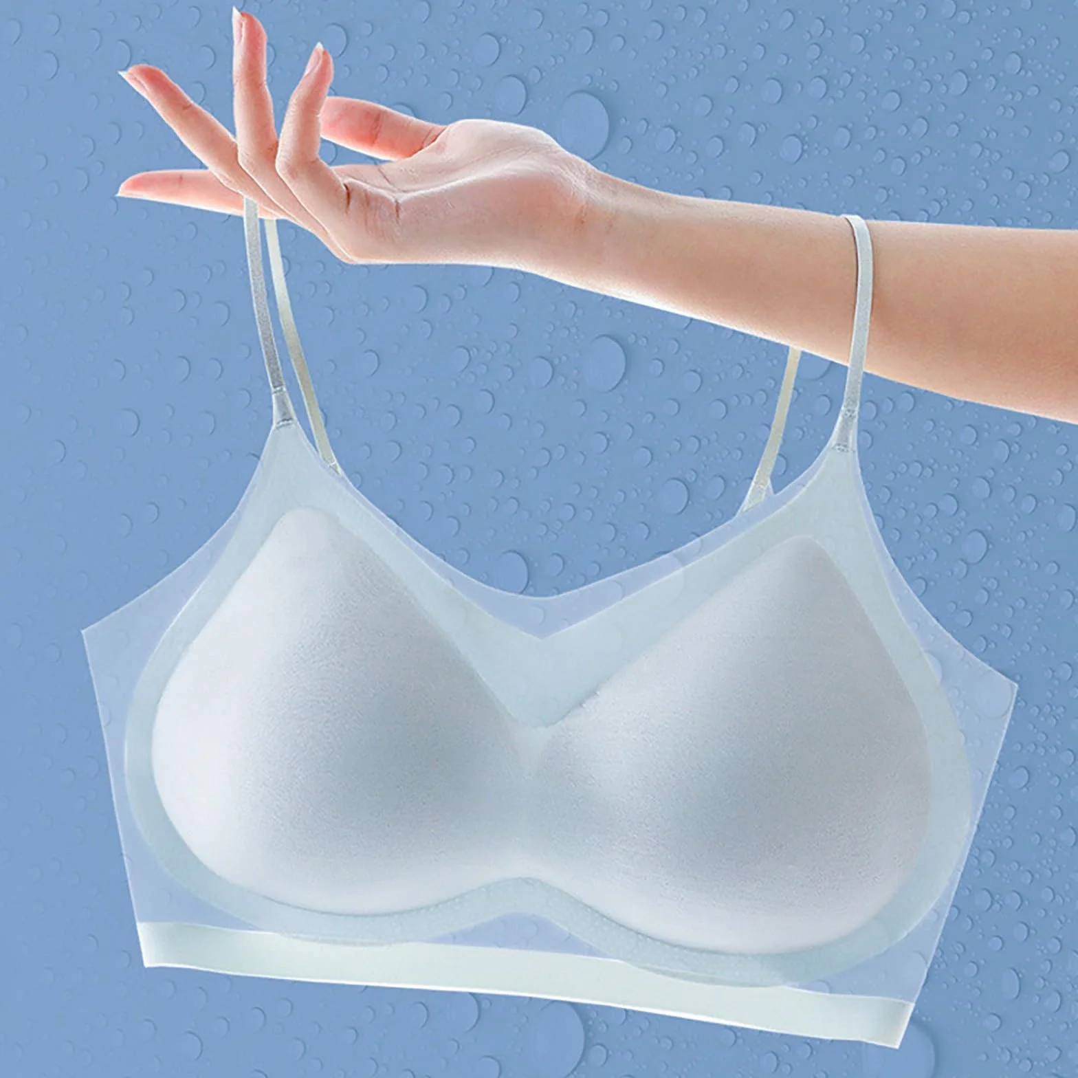 Soutiens Gorge Femme sans Armature, Soie Glacée Légère d'Été, Dentelle Respirante Extra Fine Invisible, Effet Push-Up Anti-Affaissement