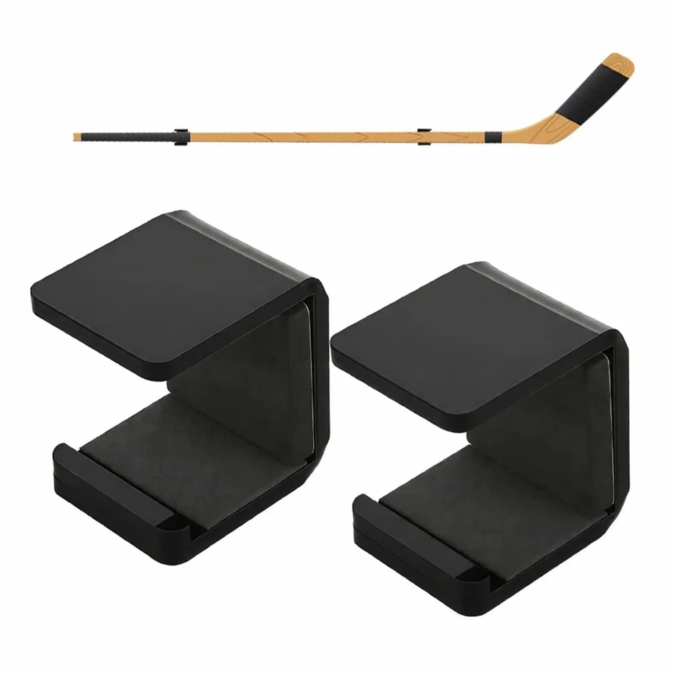 Paire de supports muraux en acrylique pour baguettes de hockey avec rembourrage de protection (0303-2)