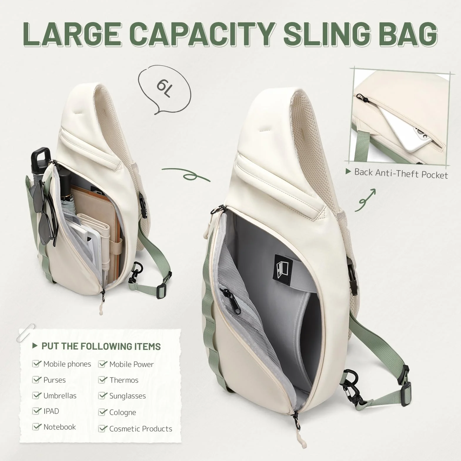 GOLF SUPAGS Sac Bandoulière Homme Femme Léger Résistant à l'Eau Polyvalent pour l'Extérieur Cyclisme Voyages