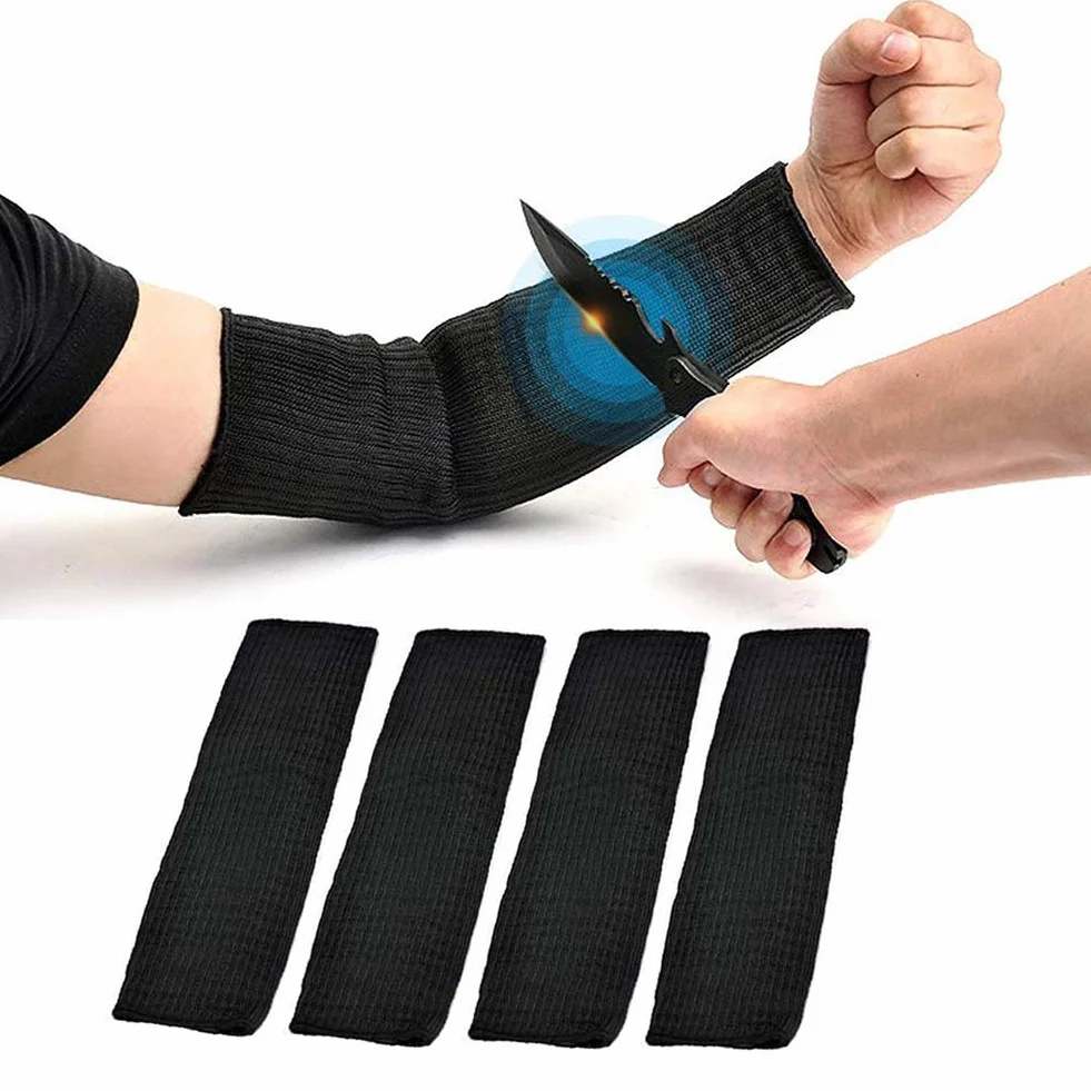 2 Paires Manchettes Avant-bras Anti-Coupure en Kevlar Protection Avant Bras Résistant à la Coupure Brûlure pour Fitness Sport Randonnée Voyage Jardin Ferme
